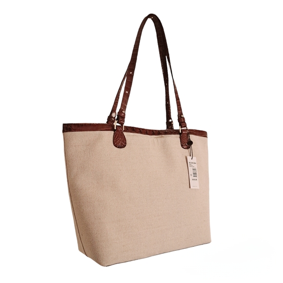 Brahmin Pecan Pipa Genuine Leather Tote Bag - Picture 4 of 10